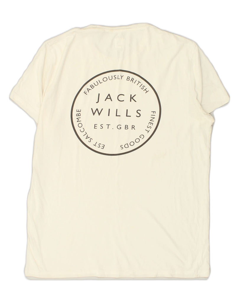 JACK WILLS Mens Graphic T-Shirt Top Medium White Cotton | Vintage Jack Wills | Thrift | Second-Hand Jack Wills | Used Clothing | Messina Hembry 