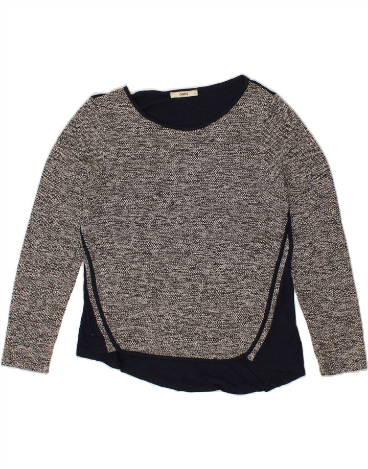 OASIS Womens Blouse Top UK 12 Medium Navy Blue Colourblock Polyester Vintage Oasis and Second-Hand Oasis from Messina Hembry 