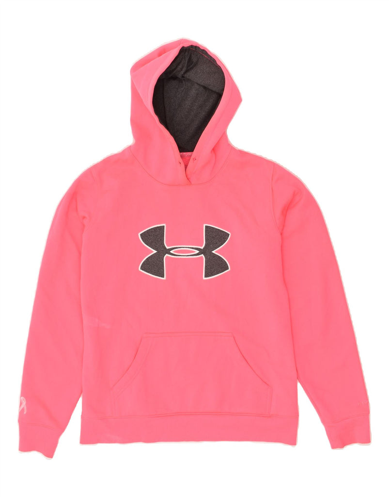 UNDER ARMOUR Womens Graphic Hoodie Jumper UK 10 Small Pink Polyester | Vintage Under Armour | Thrift | Second-Hand Under Armour | Used Clothing | Messina Hembry 