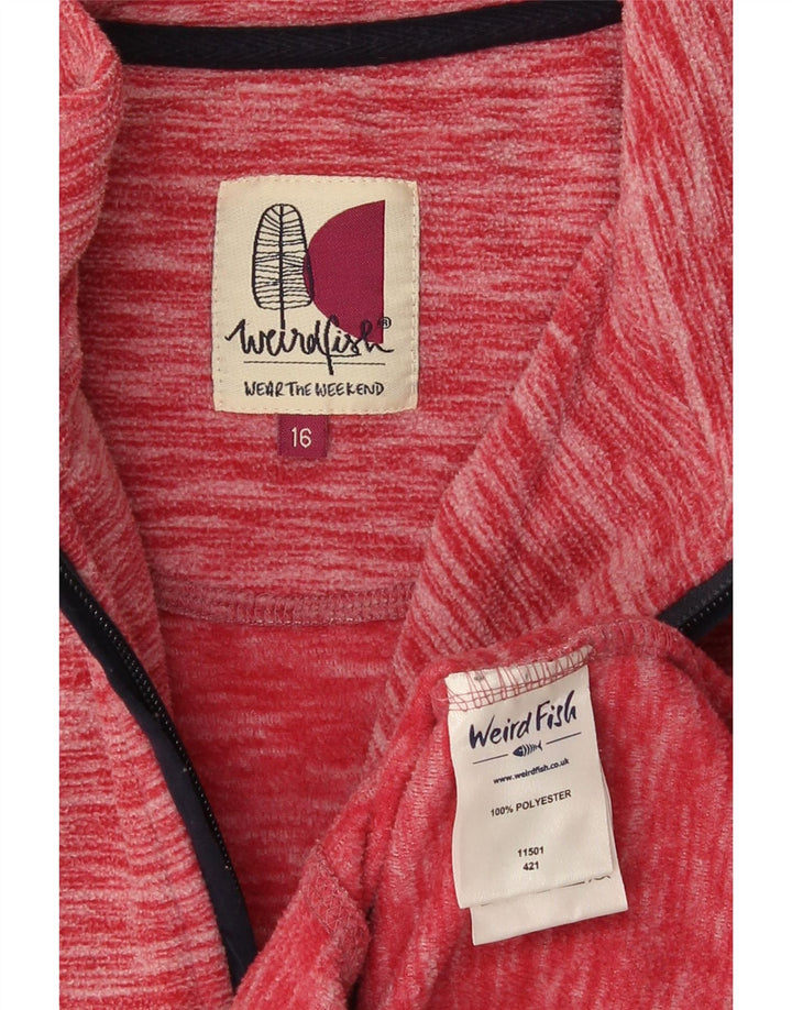 Weird Fish Womens Zip Neck Sweatshirt Jumper UK 16 Large Red Flecked