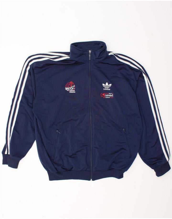 Adidas Mens Graphic Tracksuit Top Jacket UK 38/40 Medium Navy Blue