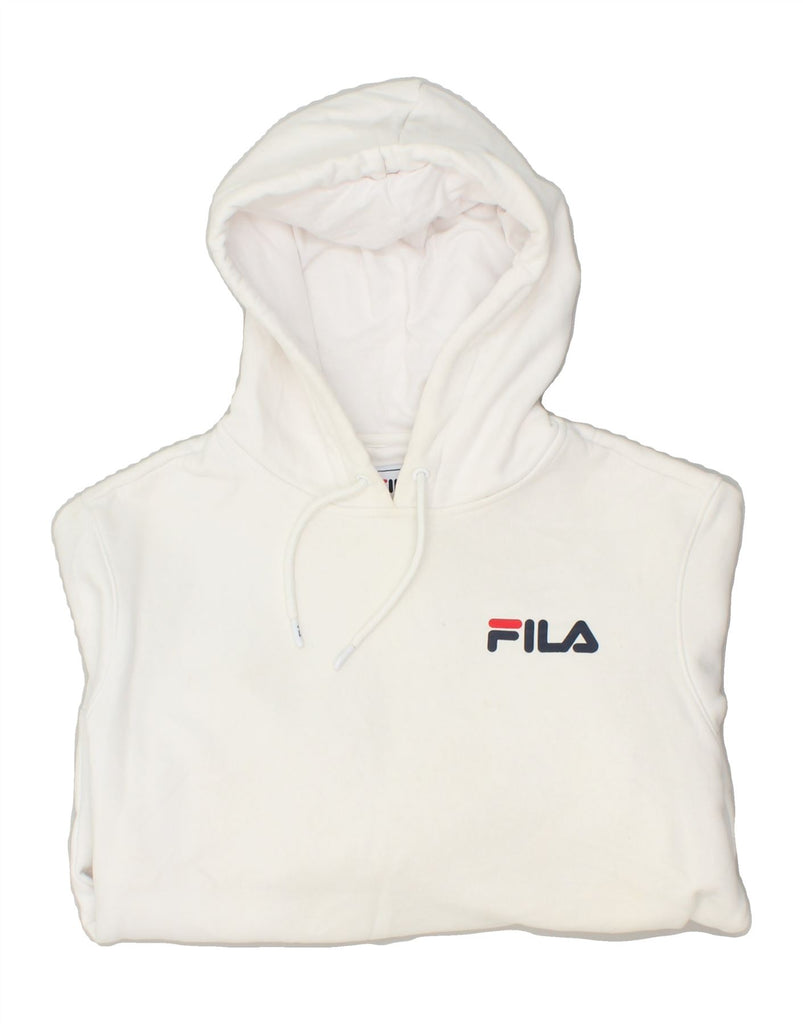 FILA Mens Graphic Hoodie Jumper Small White Cotton | Vintage Fila | Thrift | Second-Hand Fila | Used Clothing | Messina Hembry 