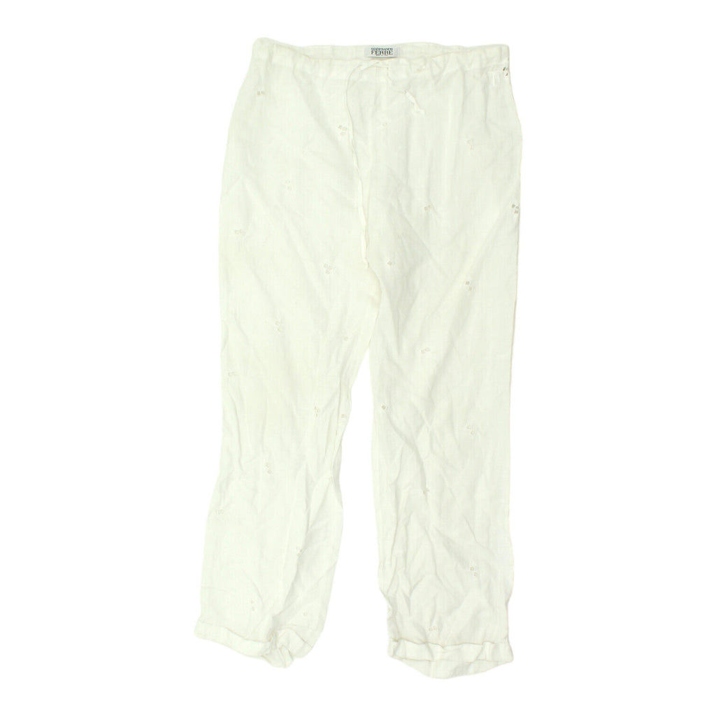 Gianfranco Ferre Womens White Lightweight Trousers | Vintage High End Designer | Vintage Messina Hembry | Thrift | Second-Hand Messina Hembry | Used Clothing | Messina Hembry 