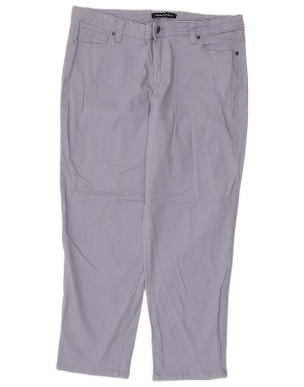 CALVIN KLEIN Womens Cropped Trousers US 14 XL W36 L25 Blue Cotton