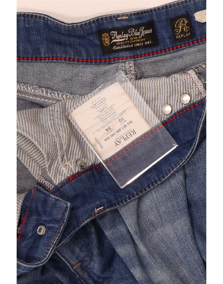 Replay Womens Slim Jeans W30 L34 Blue Cotton