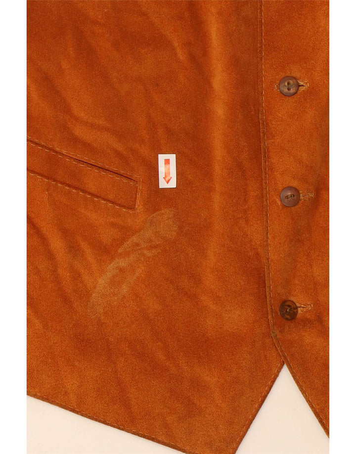 Vintage Mens Suede Waistcoat Small Brown
