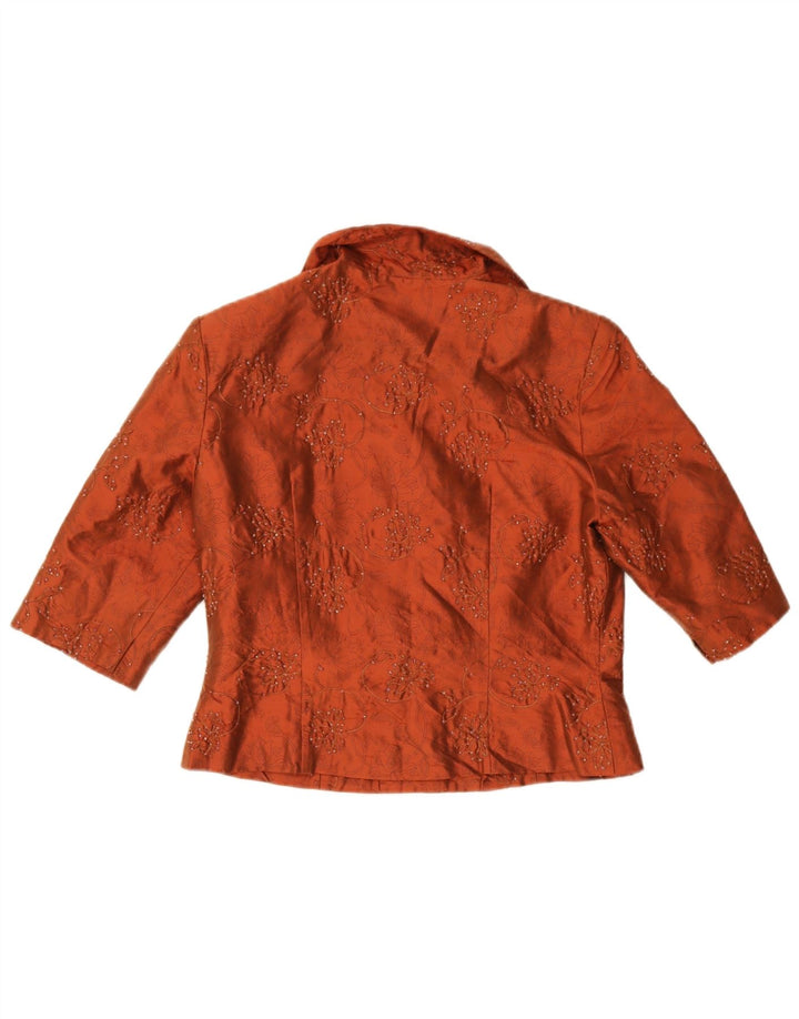 Blunauta Womens 4 Button 3 Piece Set IT 42 Medium W28  Orange Floral Silk