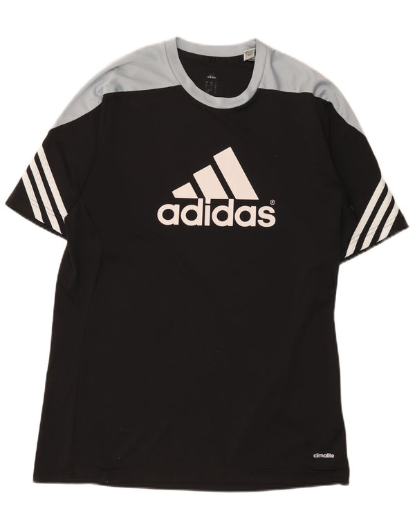 Adidas Mens Climalite T-Shirt Top Medium Black Colourblock Polyester