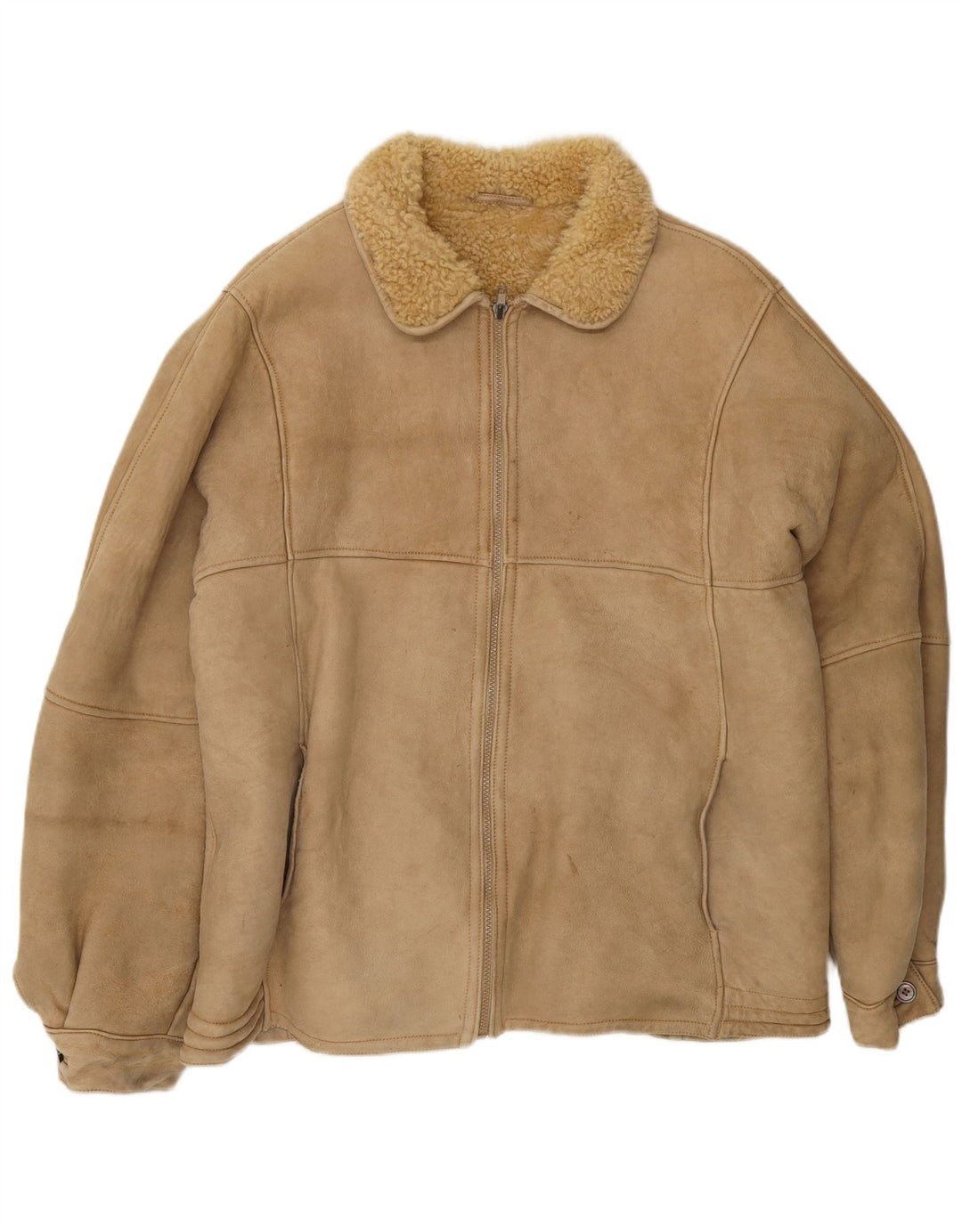 Vintage Mens Shearling Jacket UK 38 Medium Brown