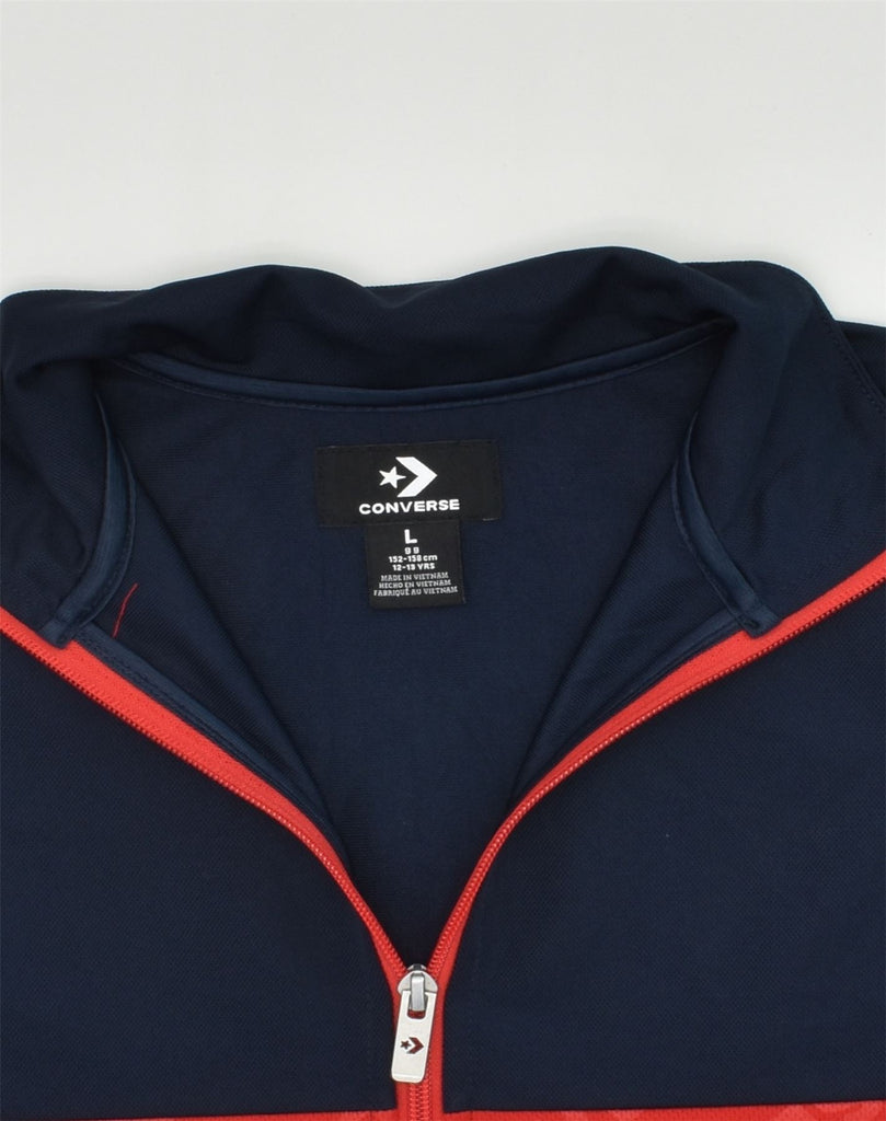 CONVERSE Boys Tracksuit Top Jacket 12-13 Years Large Navy Blue Colourblock | Vintage Converse | Thrift | Second-Hand Converse | Used Clothing | Messina Hembry 