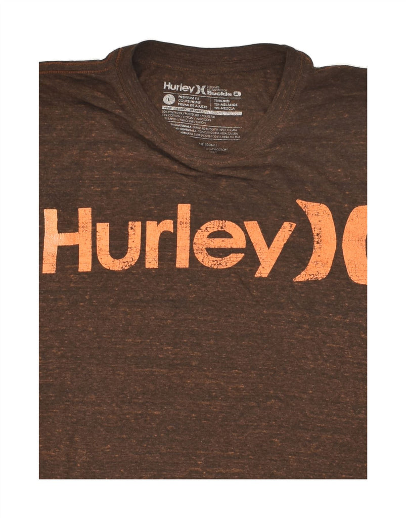 HURLEY Mens Premium Fit Graphic T-Shirt Top Large Brown Polyester | Vintage Hurley | Thrift | Second-Hand Hurley | Used Clothing | Messina Hembry 