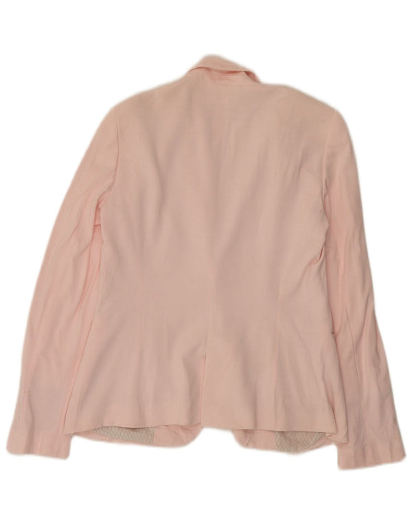 Zara Womens 1 Button Blazer Jacket UK 14 Large Pink Viscose