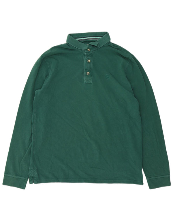 Fat Face Mens Long Sleeve Polo Shirt Large Green Cotton