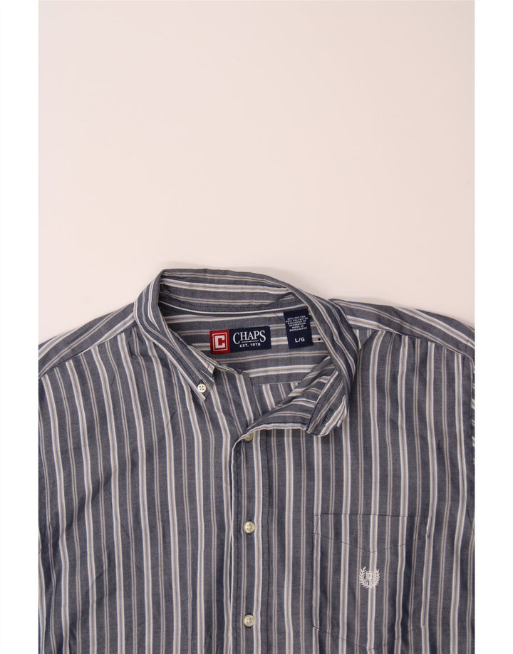 CHAPS Mens Shirt Large Blue Striped Cotton Vintage Chaps and Second-Hand Chaps from Messina Hembry 