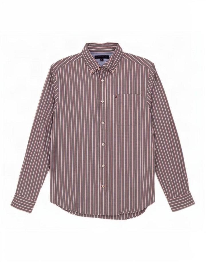 Tommy Hilfiger Mens Shirt Small Grey Pinstripe Cotton