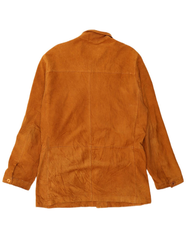 VINTAGE Mens Suede Jacket IT 50 Large Beige Leather