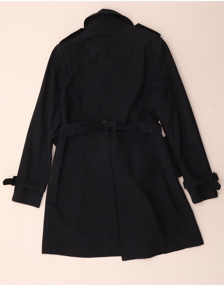 Jack Wills Womens Trench Coat UK 12 Medium Navy Blue Cotton