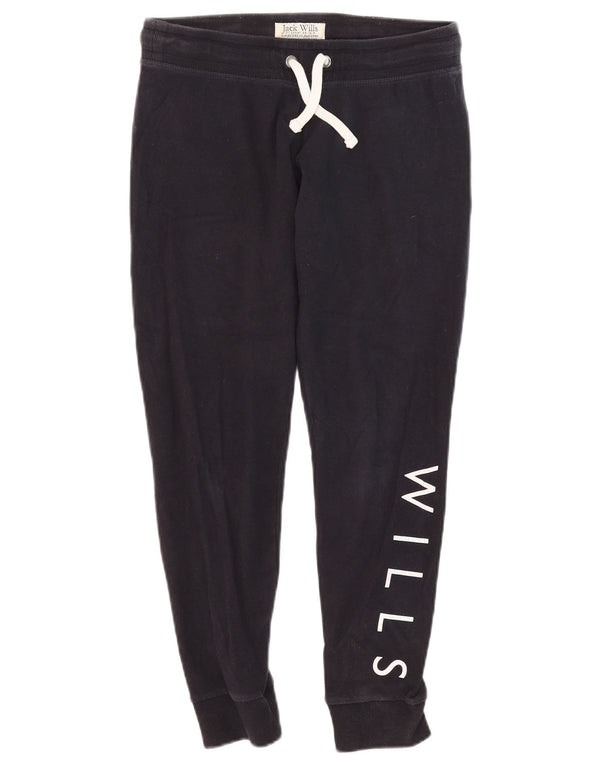 Jack Wills Womens Graphic Tracksuit Trousers Joggers UK 12 Medium Navy Blue