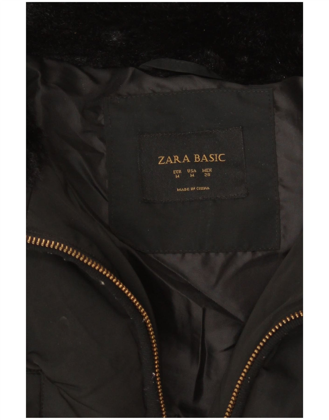 Zara Womens Padded Coat UK 12 Medium Black
