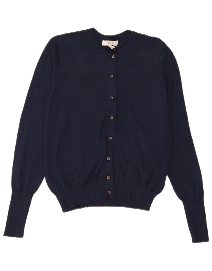 Marks & Spencer Womens Cardigan Sweater UK 12 Medium Navy Blue Viscose