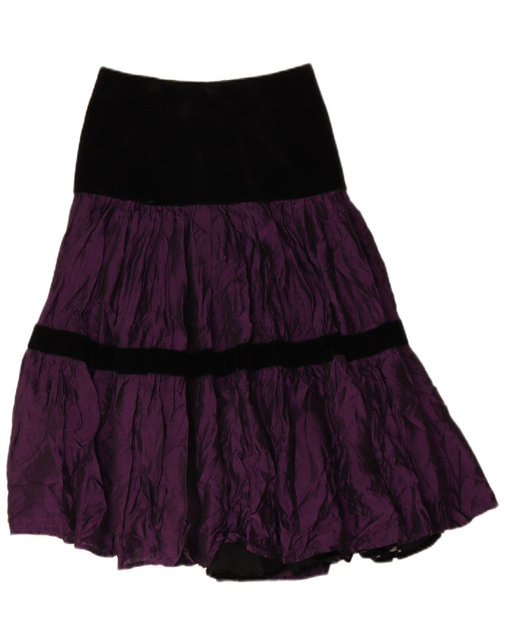 Vintage Womens Tiered Skirt IT 42 Medium W28  Purple Colourblock Polyester