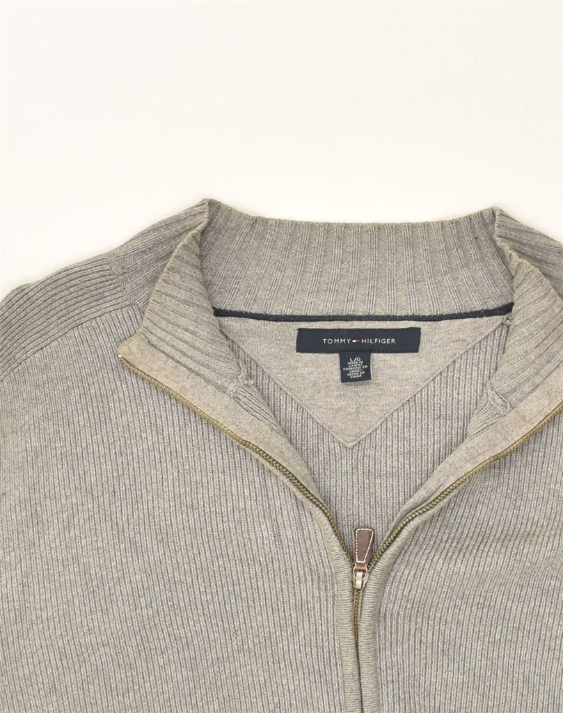 TOMMY HILFIGER Mens Cardigan Sweater Large Grey Cotton | Vintage Tommy Hilfiger | Thrift | Second-Hand Tommy Hilfiger | Used Clothing | Messina Hembry 