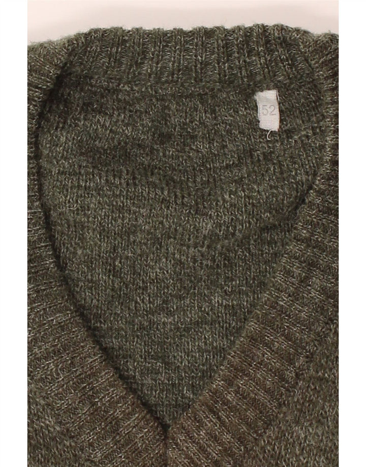 VINTAGE Mens V-Neck Jumper Sweater IT 52 Large Green Geometric Wool Vintage Vintage and Second-Hand Vintage from Messina Hembry 