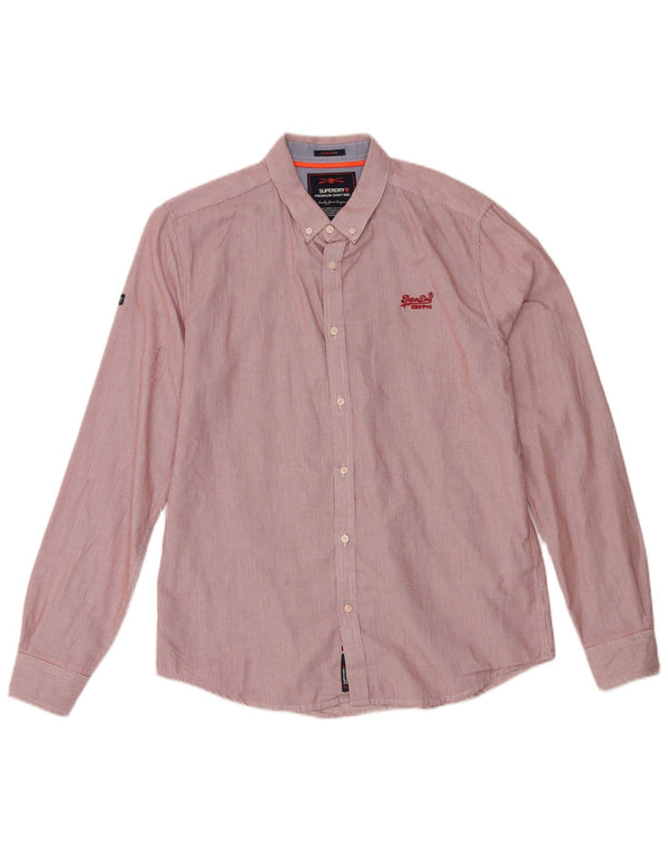 Superdry Mens Regular Fit Shirt Large Red Pinstripe Cotton
