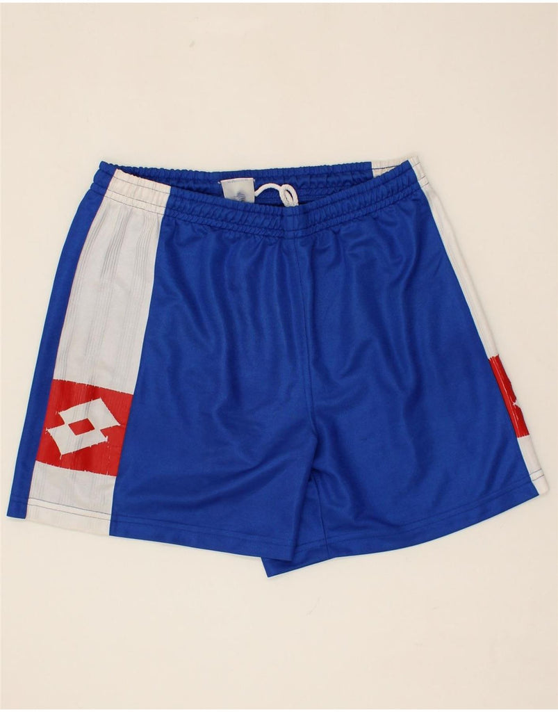 LOTTO Mens Graphic Sport Shorts UK 38/40 Medium Blue Colourblock Polyester | Vintage Lotto | Thrift | Second-Hand Lotto | Used Clothing | Messina Hembry 