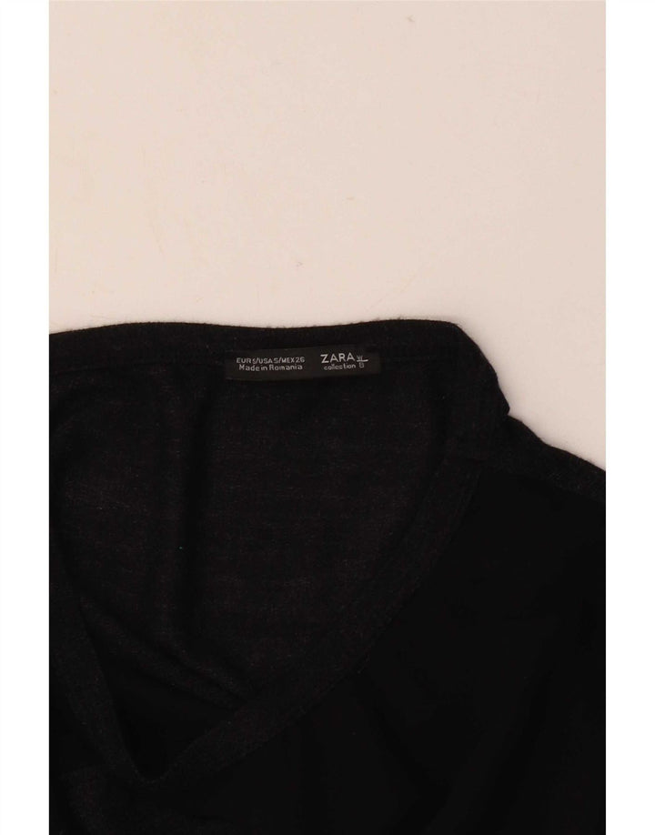 Zara Womens Oversized Top Long Sleeve UK 10 Small Grey Colourblock