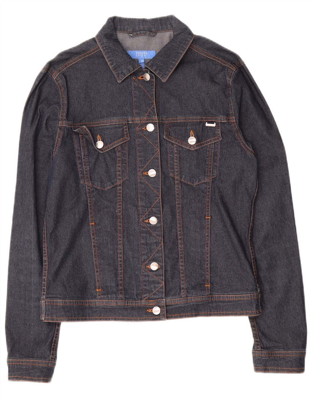 Escada Womens Denim Jacket IT 36 XS Navy Blue Cotton