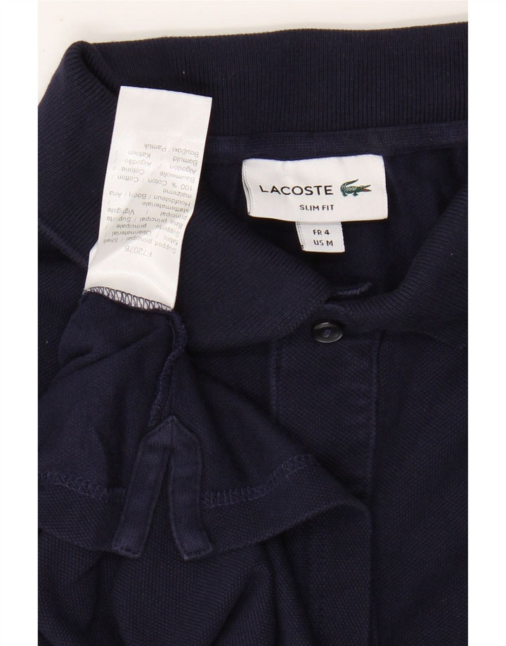 LACOSTE Mens Slim Fit Polo Shirt Size 4 Medium Navy Blue Cotton