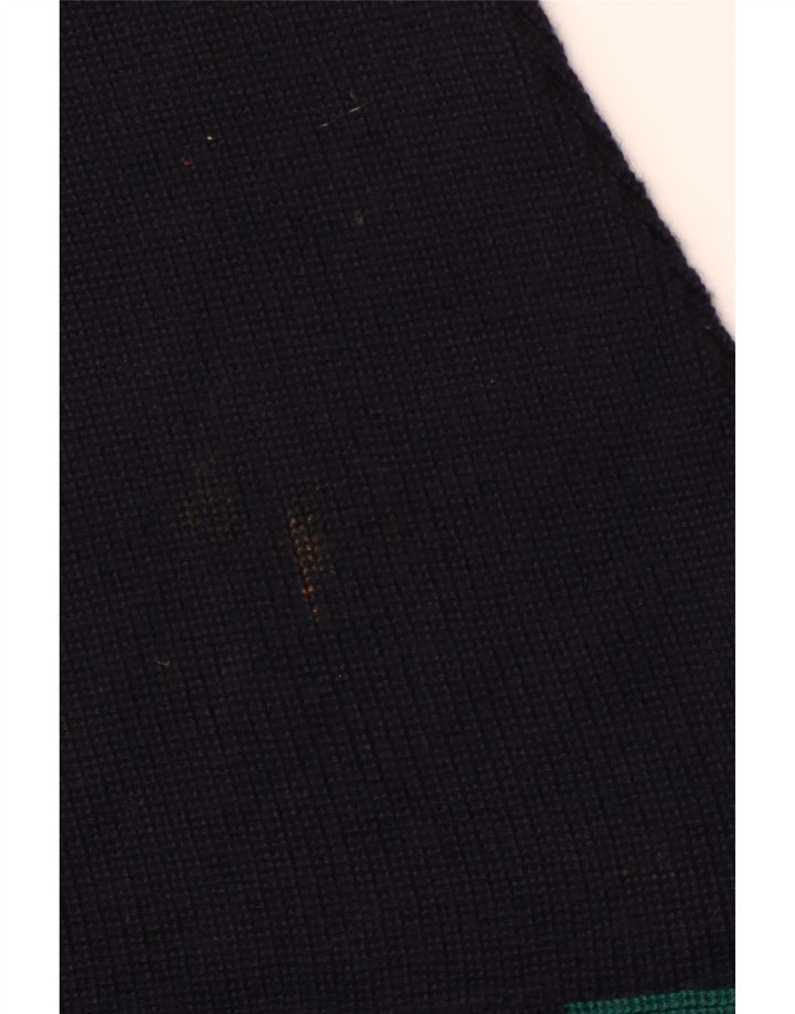 VINTAGE Mens Boat Neck Jumper Sweater XL Navy Blue Colourblock Wool