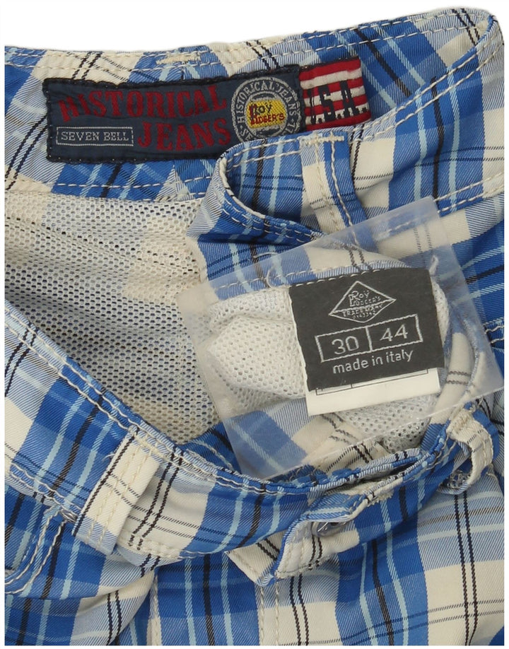 Roy Rogers Womens Casual Shorts IT 44 Medium W30  Blue Check Polyamide