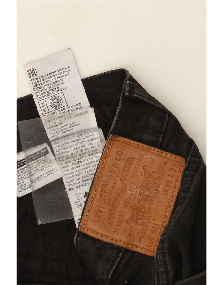 Levi's Mens 511 Slim Jeans W31 L32 Black Cotton