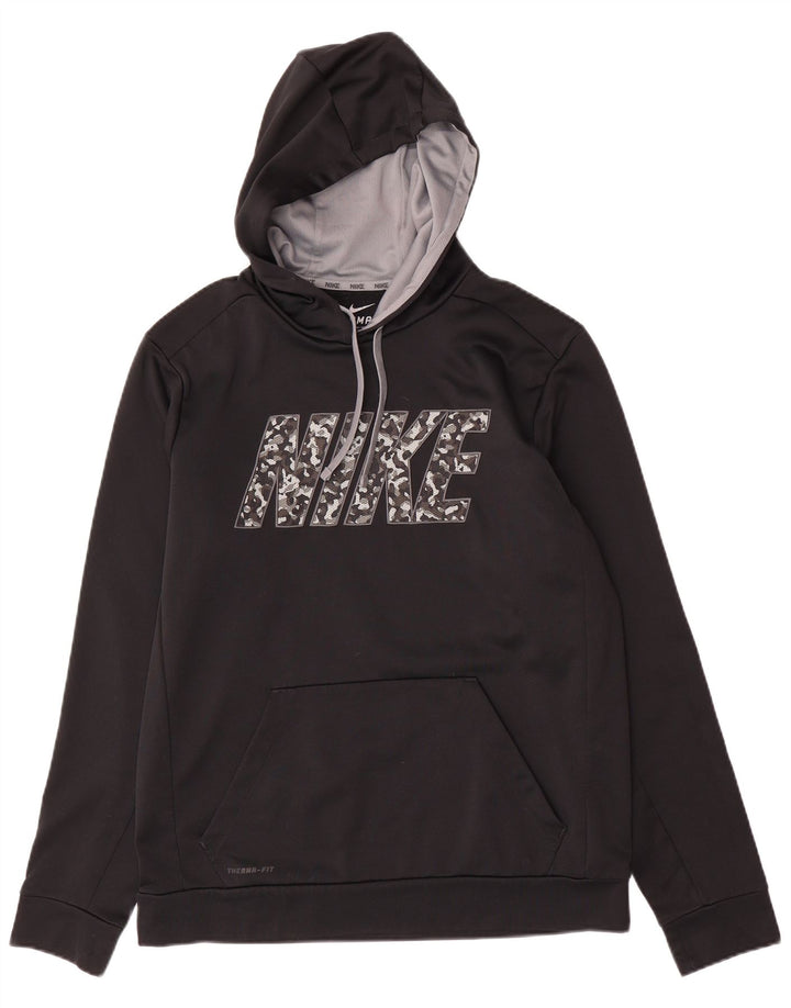 Nike Mens Therma-Fit Graphic Hoodie Jumper Medium Black Polyester