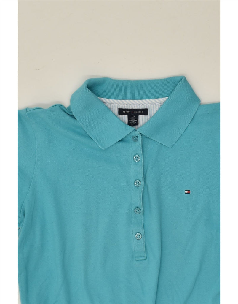 TOMMY HILFIGER Womens Polo Shirt UK 10 Small Blue Cotton | Vintage Tommy Hilfiger | Thrift | Second-Hand Tommy Hilfiger | Used Clothing | Messina Hembry 