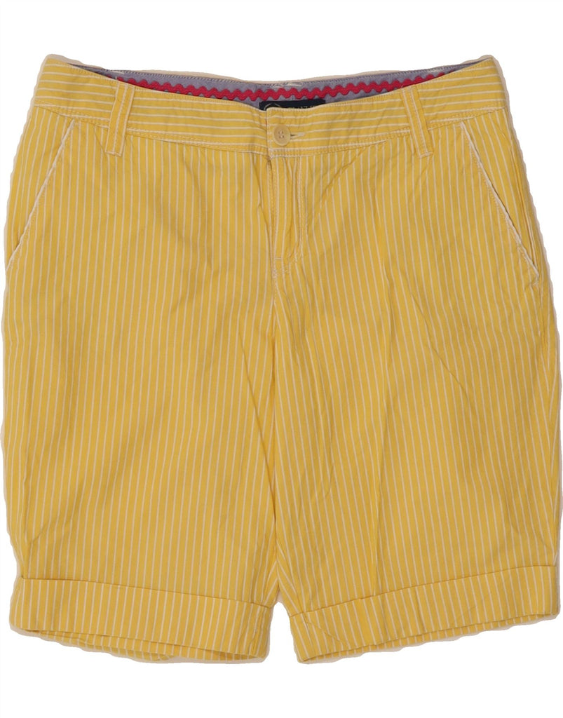 PLAYLIFE Womens Chino Shorts IT 44 Medium W31  Yellow Pinstripe Cotton Vintage Playlife and Second-Hand Playlife from Messina Hembry 