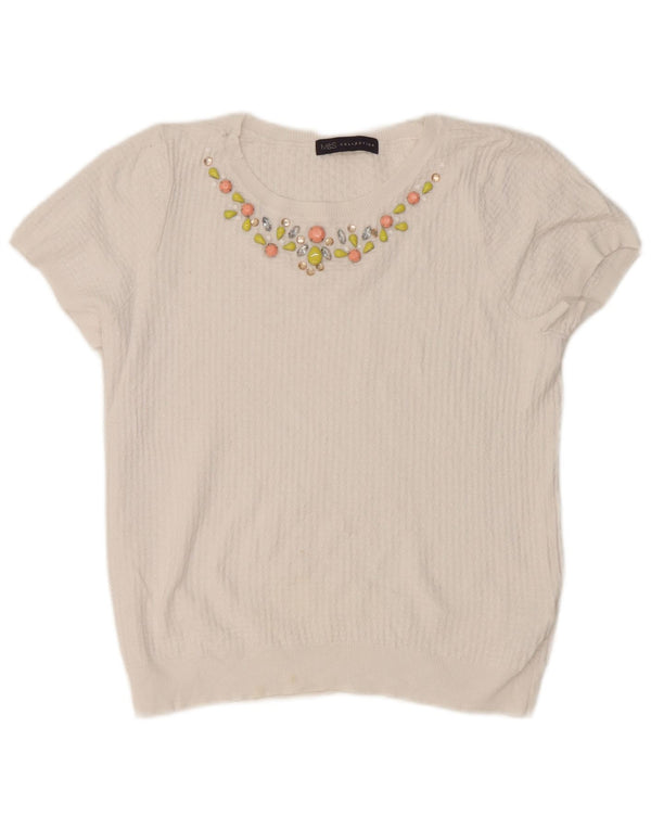 Marks & Spencer Womens Crop T-Shirt Top UK 10 Small White Cotton