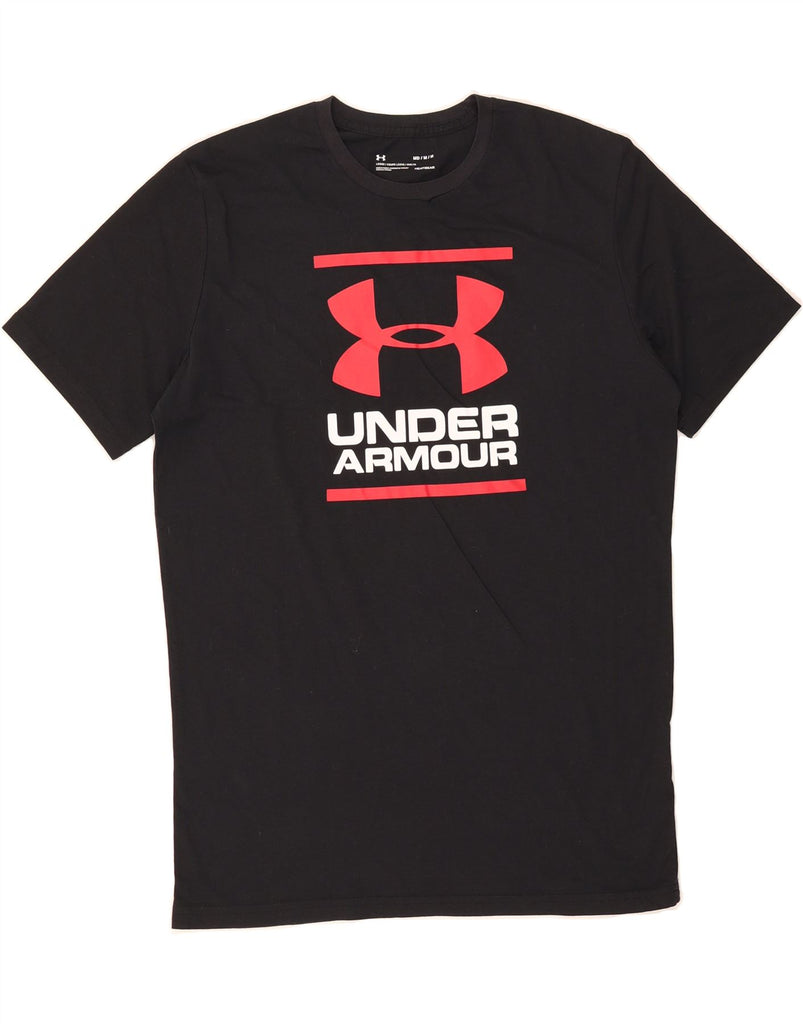 UNDER ARMOUR Mens Heat Gear Graphic T-Shirt Top Medium Black Cotton Vintage Under Armour and Second-Hand Under Armour from Messina Hembry 