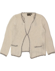 MASSIMO DUTTI Womens Crop Crochet Cardigan Sweater UK 12 Medium White