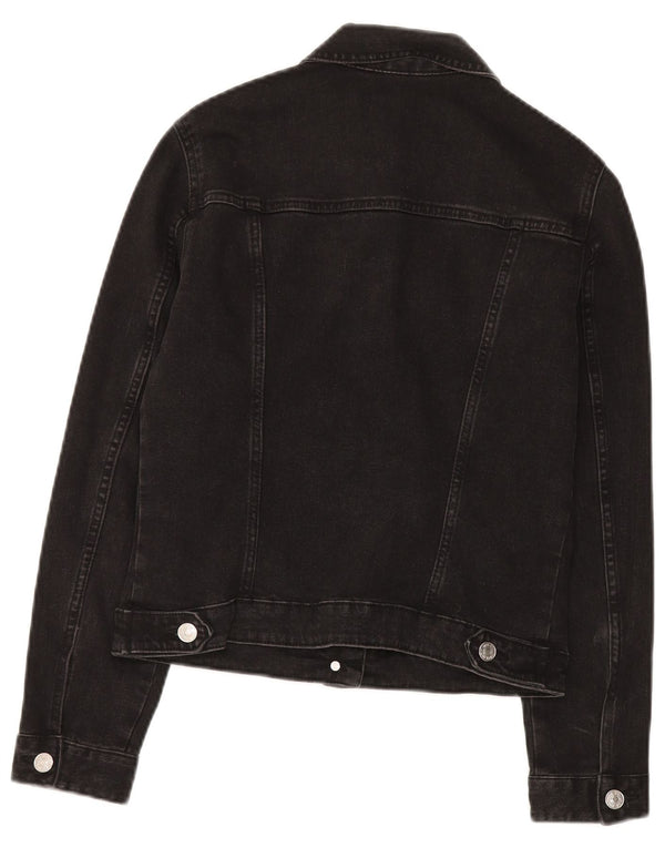 Zara Womens Denim Jacket UK 6 XS Black Cotton