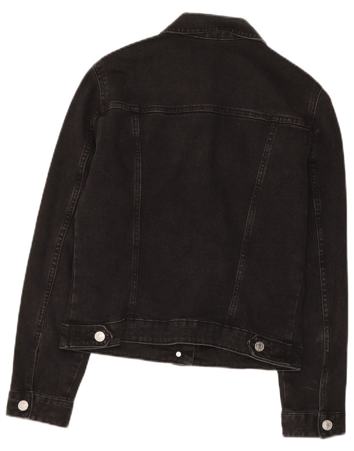 Zara Womens Denim Jacket UK 6 XS Black Cotton