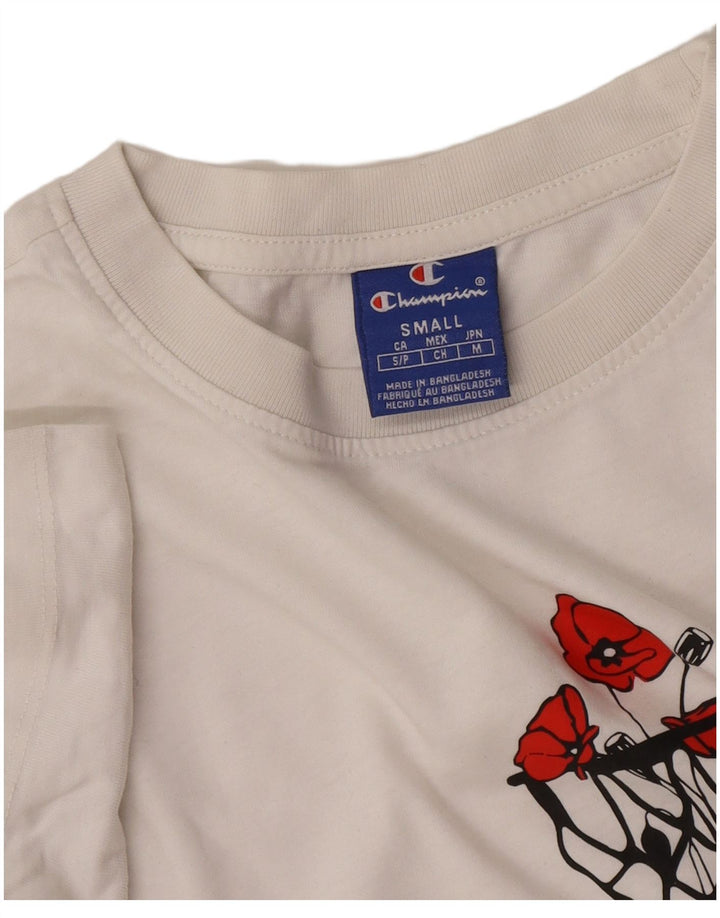 Champion Womens Graphic T-Shirt Top UK 10 Small White