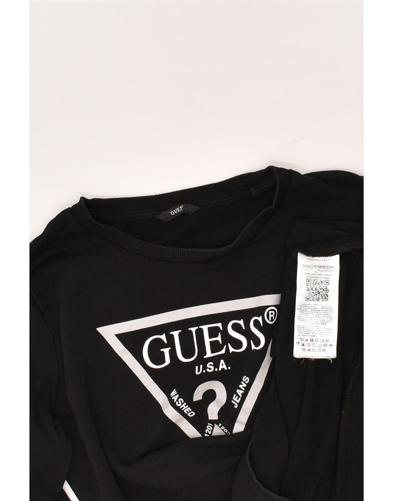 GUESS Womens Graphic Sweatshirt Jumper UK 16 Large  Black Cotton | Vintage Guess | Thrift | Second-Hand Guess | Used Clothing | Messina Hembry 