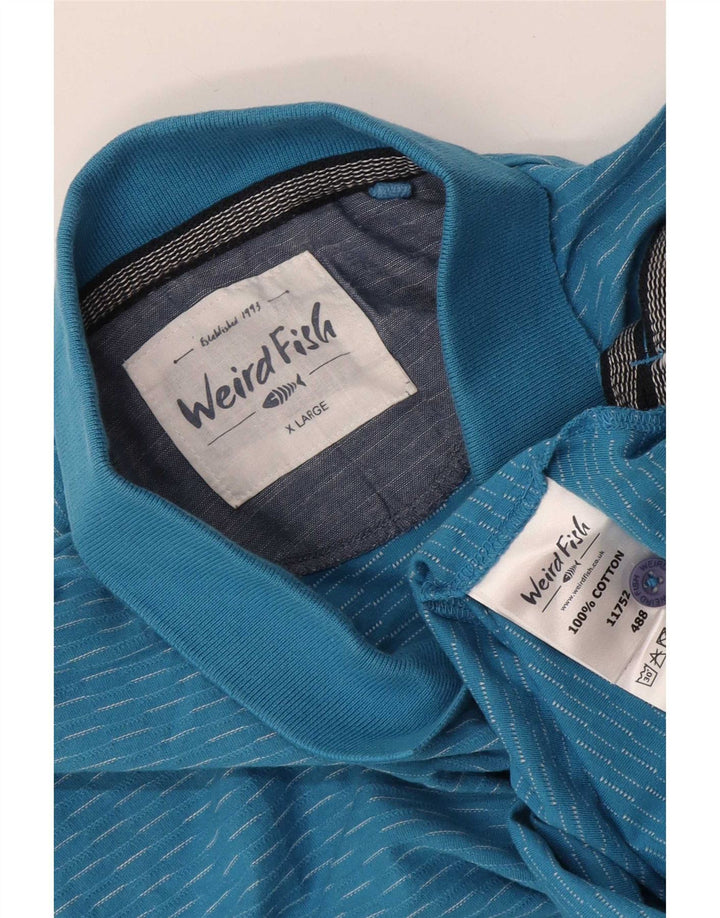 Weird Fish Mens Polo Shirt XL Blue Flecked Cotton