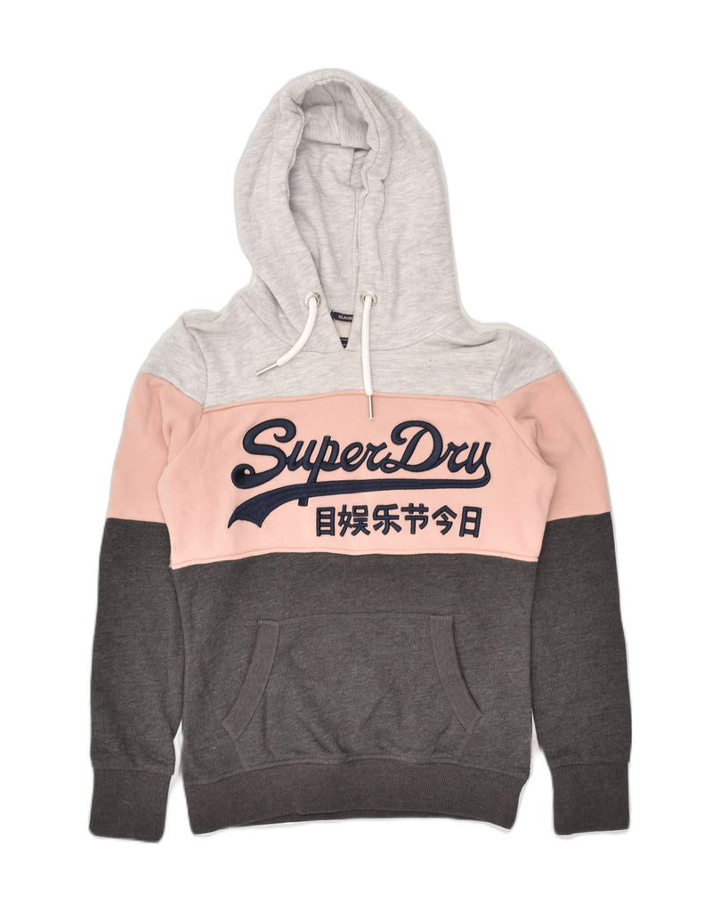 SUPERDRY Womens Graphic Classic Fit Hoodie Jumper UK 8 Small Grey | Vintage Superdry | Thrift | Second-Hand Superdry | Used Clothing | Messina Hembry 