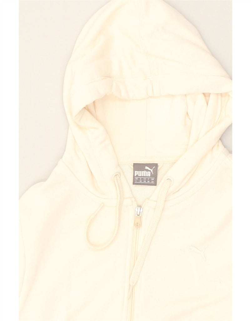 PUMA Womens Zip Hoodie Sweater UK 10 Small  White Cotton | Vintage Puma | Thrift | Second-Hand Puma | Used Clothing | Messina Hembry 