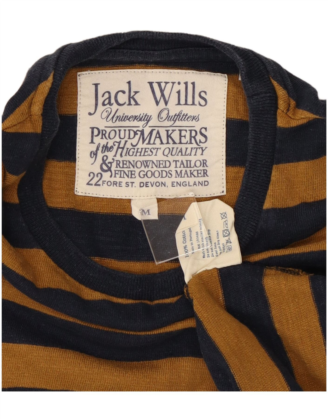 JACK WILLS Mens T-Shirt Top Medium Navy Blue Striped