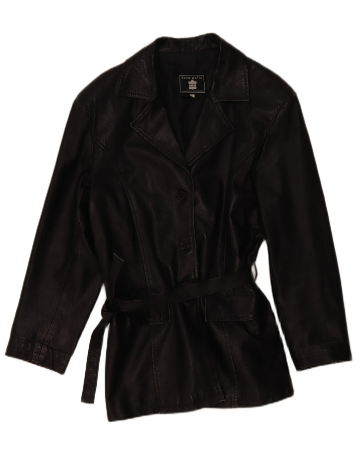 Vintage Womens Leather Jacket UK 14 Medium Black Leather